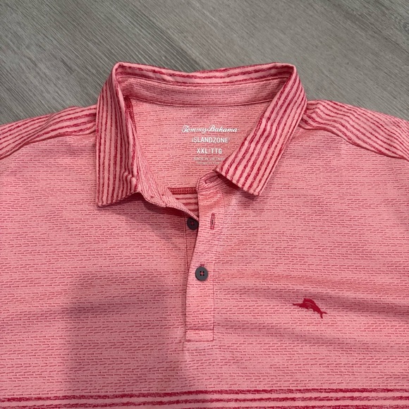 Stylish Coral Striped Polo Shirt - Picture 2 of 3